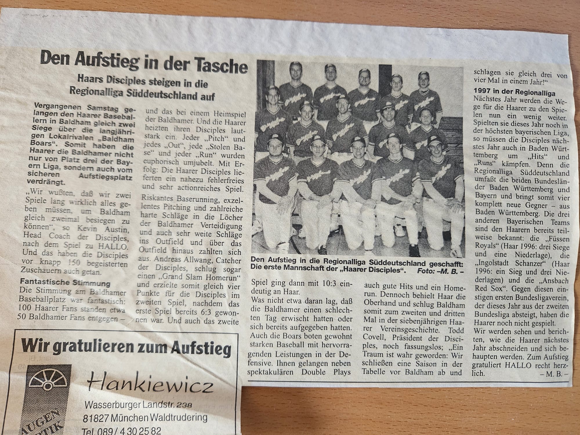 Ein historischer Zeitungsartikel aus den Anfrangszeiten der Disciples.